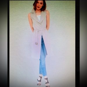 WHITE HOUSE BLACK MARKET SLEEVELESS LONG TWEED TRENCH VEST SIZE MEDIUM NEW!